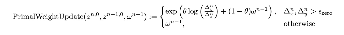 Primal weight update